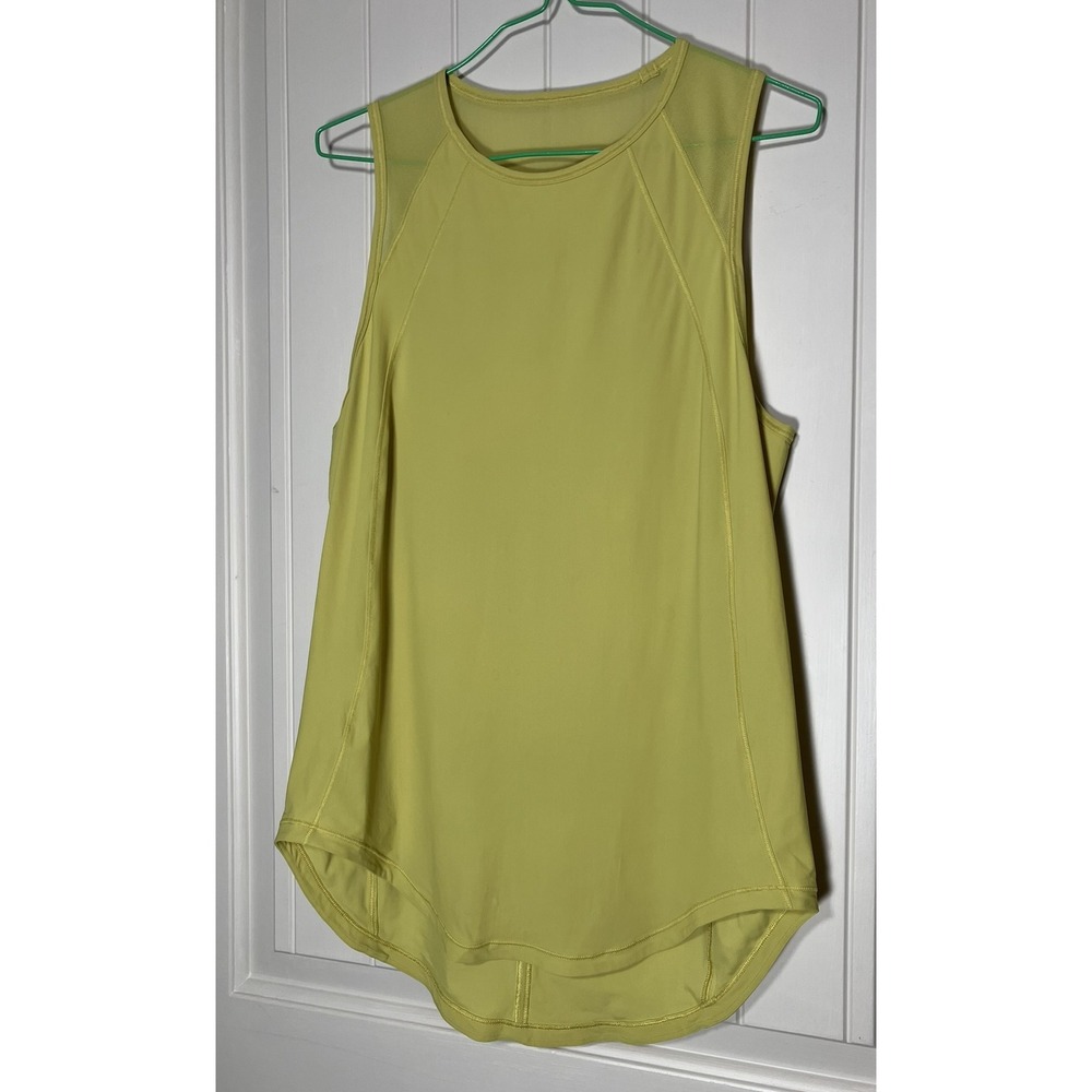 Lululemon For The Run Tank Yellow Mesh Open Back Vent Running Top Gym Women 6/8